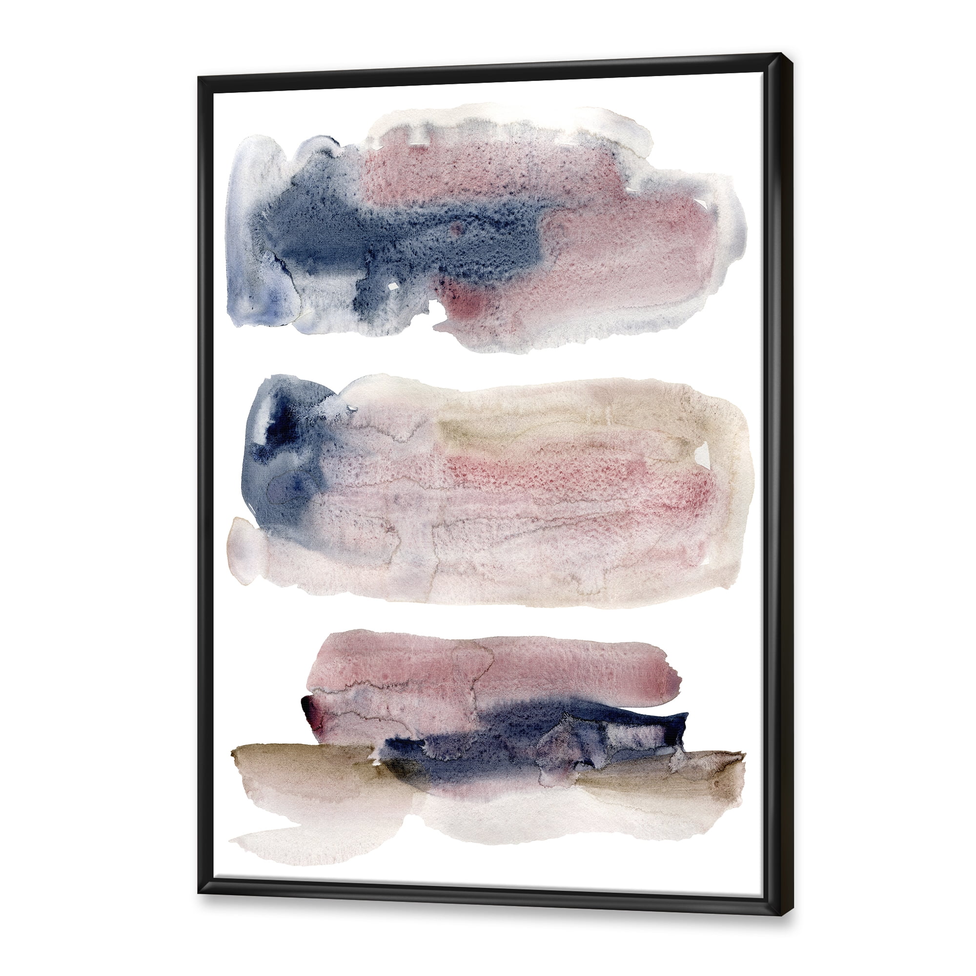 Designart 'Beige Blue and Pink Clouds' Modern Framed Canvas Wall Art Print