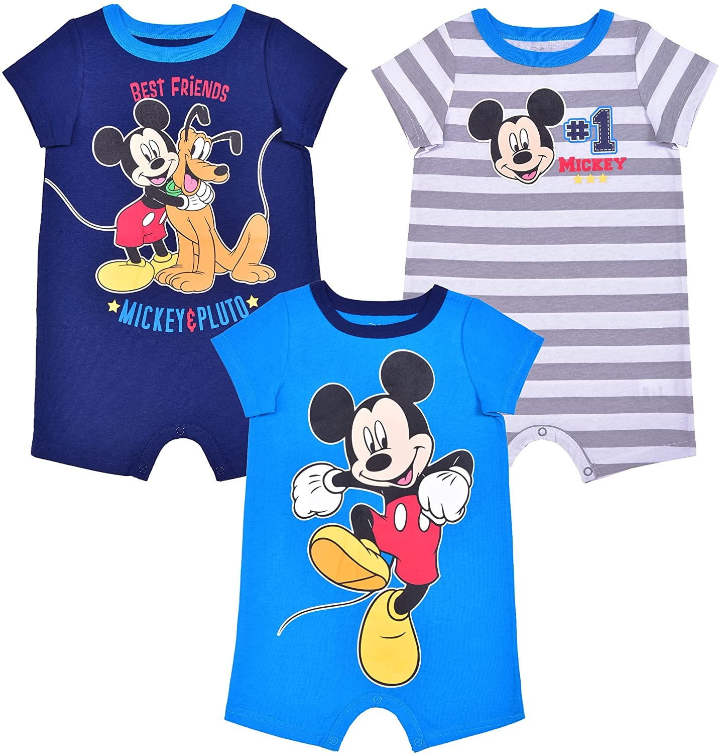 Disney Baby Boys' Mickey 3 Pack Rompers