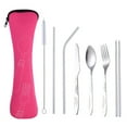 thumbnail image 1 of Outdoor Portable Stainless Steel Cutlery Set - Half Flower - Seven-piece Straw Set, 1 of 5