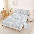 thumbnail image 2 of Castle Fairy Retro Faded Tribal Band Queen Sheets 4 Pieces,Abstract Geometric Pattern Queen Sheet Sets,Slate Blue White,1 Flat Sheet, 1 Fitted Sheet and 2 Pillowcases, 2 of 7