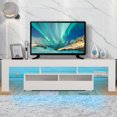 thumbnail image 2 of TV Stand with Led Lights Up to 70 Inch TVs, Modern Entertainment Center Media Console, High Gloss TV Table Stand Cabinet with 2 Drawers, White, 2 of 12