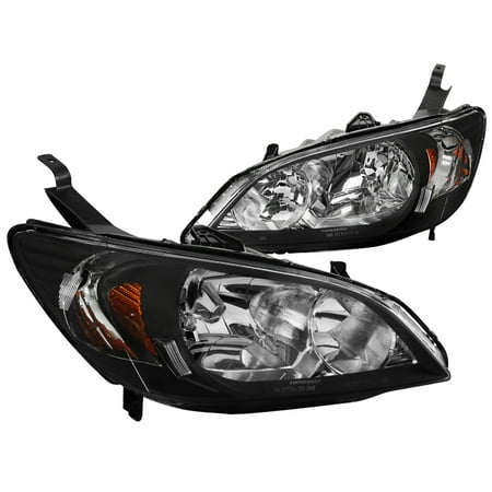 - Spec-D Tuning 2004-2005 Honda Civic 2Dr/4Dr Crystal Headlights Jdm Black 04 05 (Left + Right)