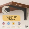 thumbnail image 3 of Heavy-Duty Load L Mantel Shelf Brackets by Balin Designs (Black) DIY Brackets with Mounting Hardware for 20", 22” and 24" Shelves, Ideal for Fireplace, Granite Countertops, Bookshelves (Set of 2), 3 of 8