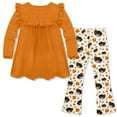 thumbnail image 2 of Millie Loves Lily Girls Marigold Ruffle Top & Turkey Pumpkin Legging Set Size (2T-12), 2 of 4