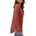 thumbnail image 4 of SHIBEVER Fall Tops for Women Long Sleeve Sweaters Crew Neck Side Spilt Shirts Winter Lightweight Sweaters for Women Sweatshirts Dressy Casual Pullover, 4 of 8