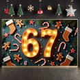 thumbnail image 6 of Lighted Numbers Christmas Banner Gingerbread Man 67th Display Christmas Tree Candy Cane Xmas Backdrop for Christmas Party 67th Birthday Celebration Holiday Gathering, 6 of 9