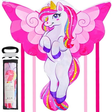 Joyfy Pink Unicorn Kite -  43.3'' Giant Kite for Kids and Adults with 262.5 ft String Easy to Fly Outdoor Games and Activities