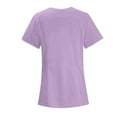 thumbnail image 3 of Wutalume Women's Quick Dry Fabric Solid Color V-Neck Short Sleeve Scrub Top, Healthcare and Medical Work Uniform,Light Purple XL, 3 of 4