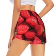 thumbnail image 3 of Goofa Strawberry Red Printed Women 2 in 1 Running Shorts,Quick Dry Athletic Workout Shorts,High Waisted Athletic Shorts with Liner Pockets-, 3 of 9