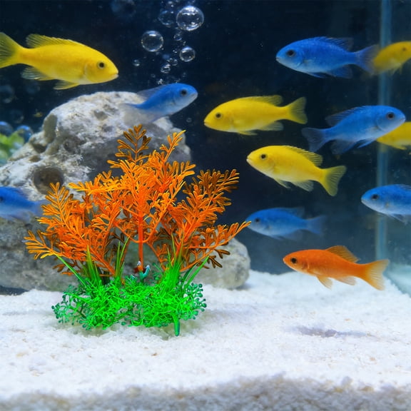 Fzsteel Artificial Aquatic Plants for Fish Tank with Weighted Base, Realistic Fake Seaweed Decor, No Maintenance Required, Soft and Safe for Aquarium
