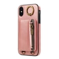 thumbnail image 6 of Allytechgroup Stylish iPhone XS/ iPhone X Wallet Case, Secure Phone Case for Apple iPhone XS/ iPhone X, Multi-functional and Durable, Ring Holder Hand Wrist Stand Shockproof Case for Women Men, Pink, 6 of 7