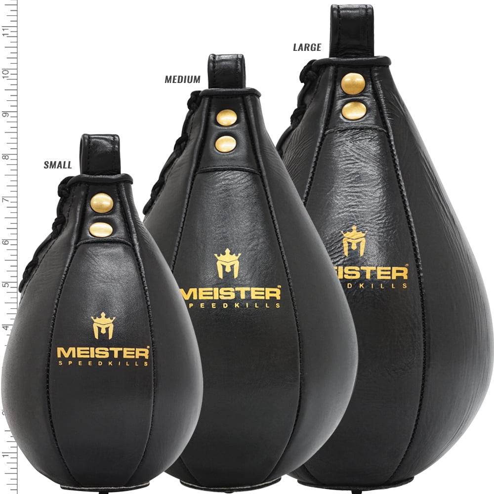 Meister SpeedKills Leather Speed Bag w/ Lightweight Latex Bladder - Black - Large (10.5" x 7")