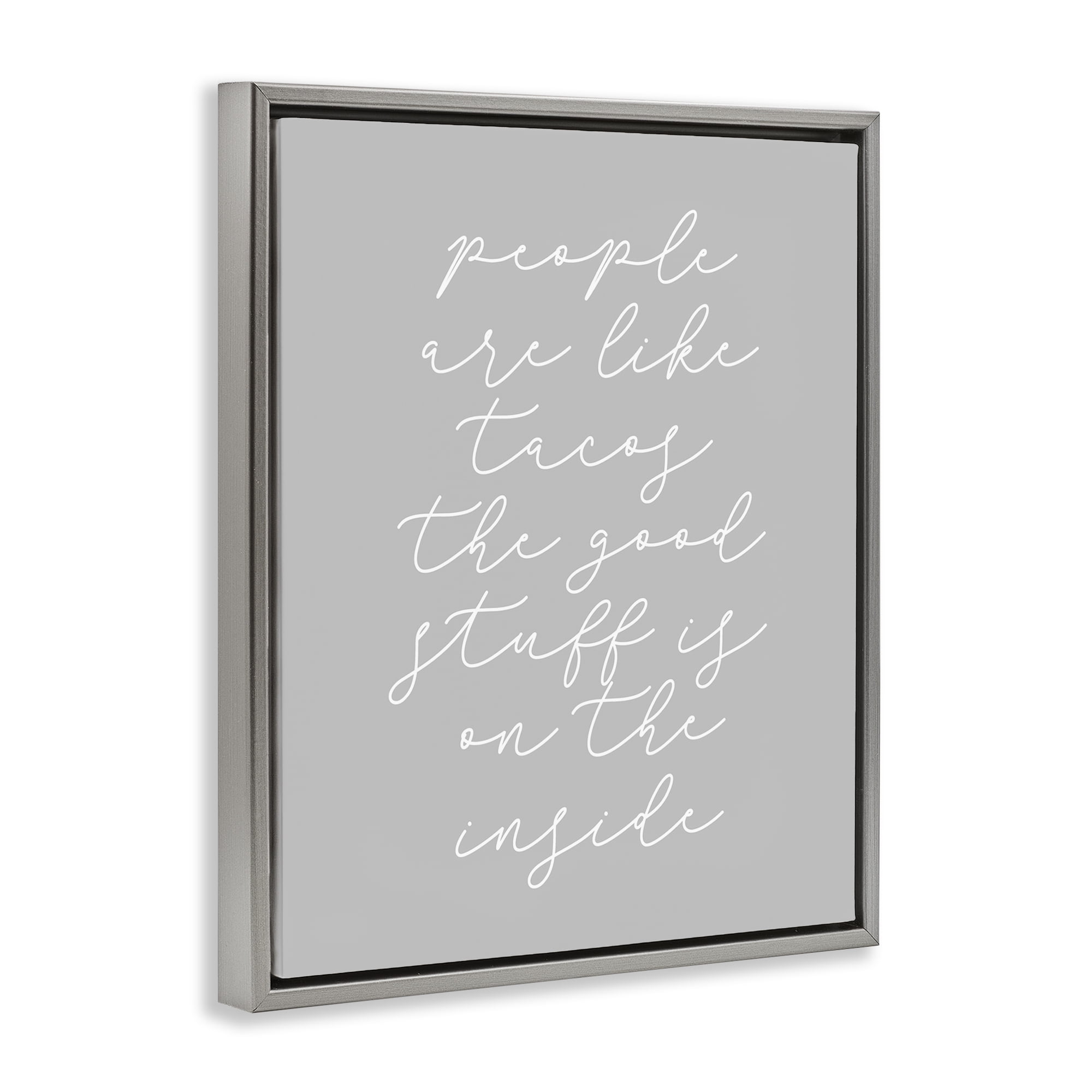 Stupell Industries People Like Tacos Text & Numbers Painting Gray Floater Framed Canvas Art Print Wall Art, 25 x 31