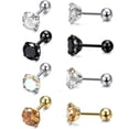 thumbnail image 1 of Pendientes redondos de circonitas, pendientes redondos de acero titanio, pendientes de acero inoxidable, 1 of 5