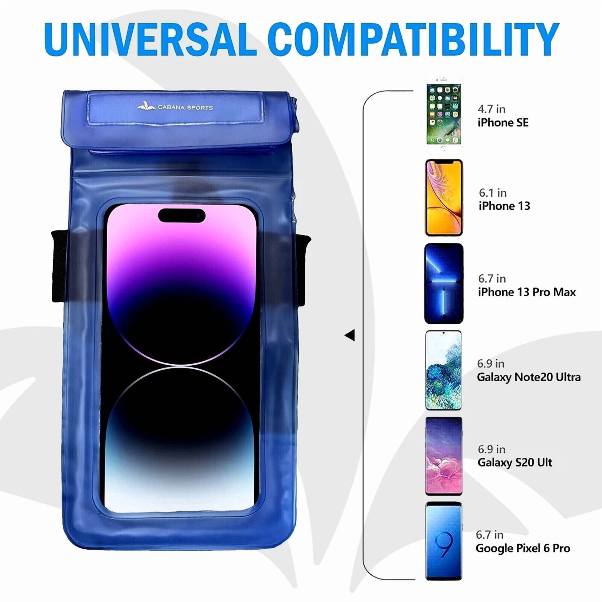 BUTTERFLY- 2 Pack Waterproof Phone Pouch Dry Bag Swimming Armband Holder Case Cover Large