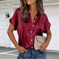 thumbnail image 6 of Amzcrzy Shirts for Women Trendy Button Down Silk Blouses for Women Dressy Casual Solid Color Satin Summer Tops Comfy Short Sleeve Turn Down Collar Business Outfits 2XL, 6 of 9