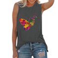 thumbnail image 1 of Gibobby Las mujeres imprimen la camiseta Tee Sleeveveless Round Neck Casual T Shirt Tee Blouse Casual Loose Fashion Tank Top(Gris oscuro,XG), 1 of 5