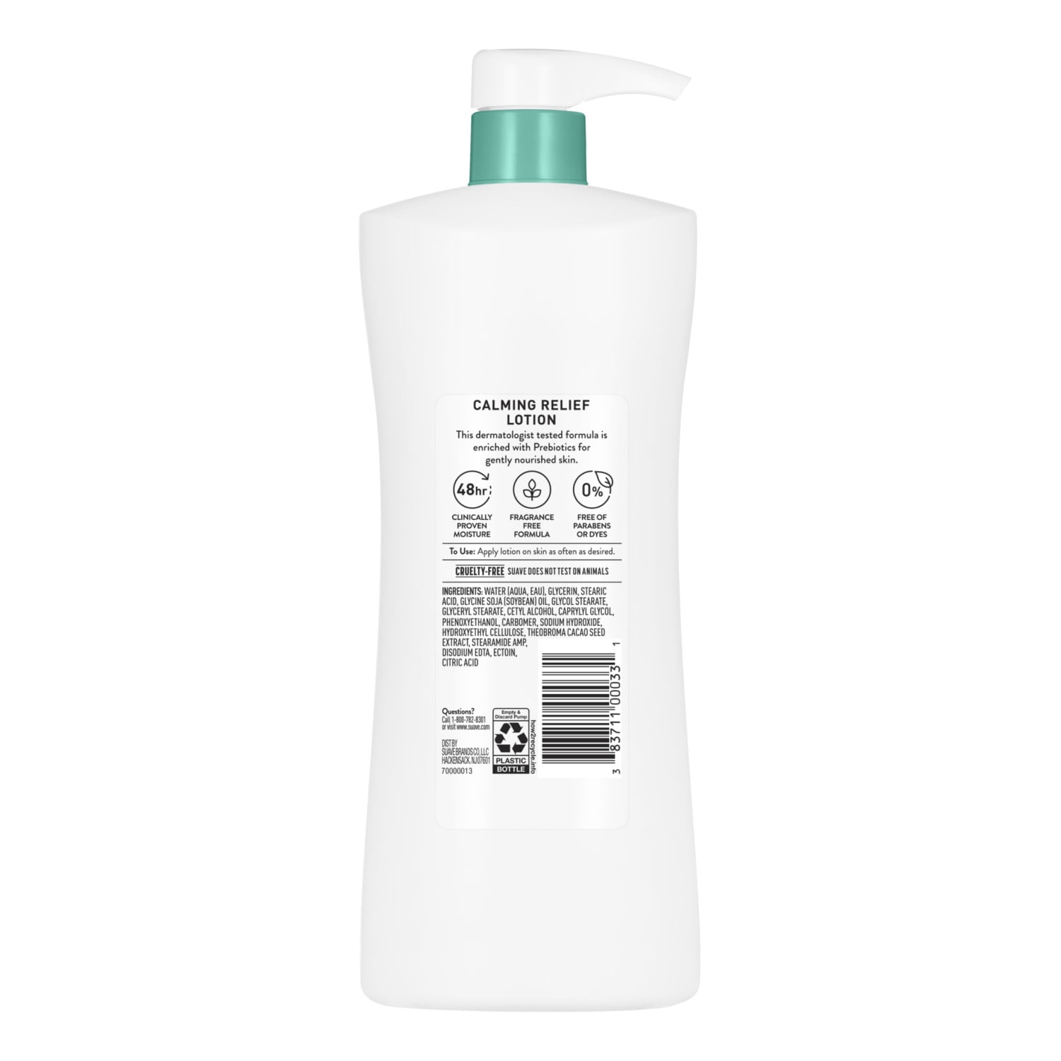(4 pack) Suave Calming Relief Hand & Body Lotion With Prebiotics For Sensitive Skin, 28 fl oz Pump