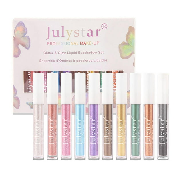 Set de sombras de ojos HUOGUO Diamond Liquid Glitter, 10 colores, 2,5 ml