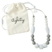 Baby Teething Necklace for Mom, Silicone Teething Beads, 100% BPA Free (Pearl, White, Gray, White)