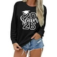 thumbnail image 1 of Sweatshirt for Women Basic Fall Pullover Sweatshirt with Letter Print Round Neck Layering Top Comfort Fit Chandail Femme Black M, 1 of 7