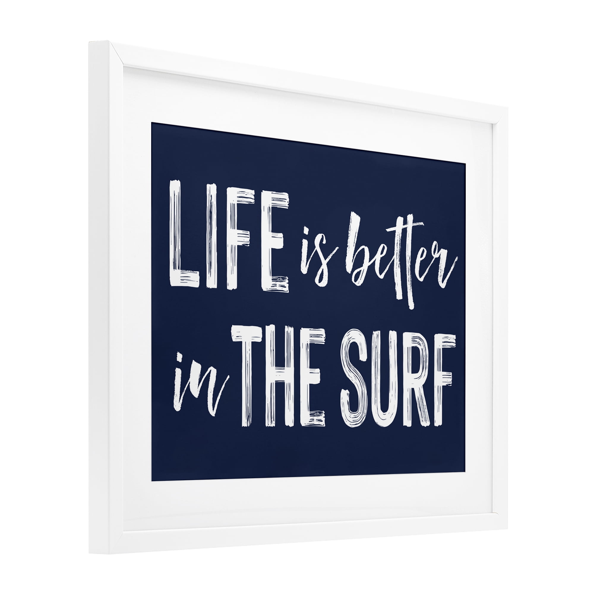 Life Better In Surf White Framed Print Under Glass, design by Lettered and Lined