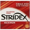 Stridex Strength Medicated Pads Maximum Alcohol-Free Soft Pads 55ct, 2-Pack