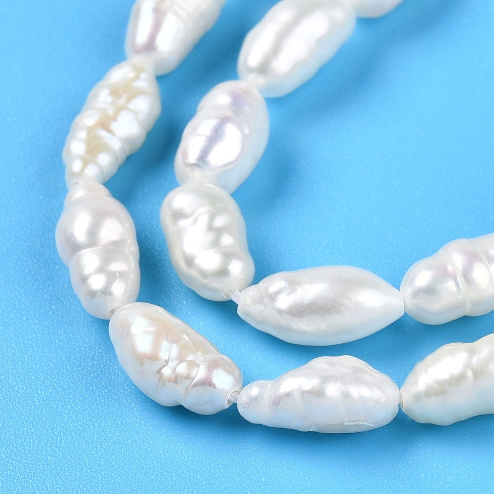 Cultured Freshwater Pearl Beads Strands Baroque Pearls Keshi Pearl Beads Two Sides Polished Creamy White 7~14x4~5.5x4~5.5mm Hole: 0.5mm about 34~45pcs/strand 13.98~14.57 inch(35.5~37cm)