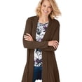thumbnail image 2 of Cardigans for Women Long Sleeve Swingy Sequin Knit Cardigan Sweater W/Pocket-Brown (2X), 2 of 5