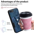thumbnail image 4 of for iPhone 7 / 8 / SE 2020 / SE 2022 Wallet Case with Elastic Card Holder,Premium PU Leather Shockproof TPU Bumper 360° Rotation Finger Ring Holder Kickstand Anti-Scratch Protective Phone Case,Blue, 4 of 9