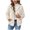 Beige, variant on Wutalume Women's Plush Jacket, Casual Solid Color Hooded Drawstring Jacket, Jacquard Design for Fall and Winter, Soft and Warm, Perfect for Relaxed Fit and Comfort,Beige L