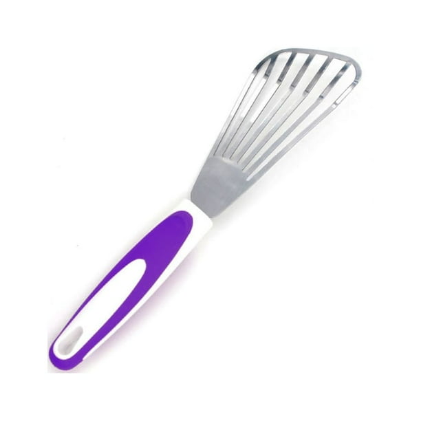 Matsuzay Espátula de metal Diseño para freír Pala de acero inoxidable Tofu Huevos Carne Pescado Turner ranurado Herramienta para barbacoa Cocina y Comedor Púrpura