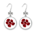 thumbnail image 1 of Flowers Red Rose Flower Bow Earrings Drop Stud Pierced Hook, 1 of 3