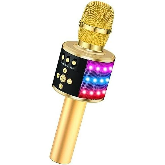 BONAOK Bluetooth Wireless Karaoke Microphone with LED Lights 4-in-1 Portable Handheld Mic with Speaker Karaoke Player for Singing Home Party Toys Birthday Gift for Kids Adults Girls Q78(B