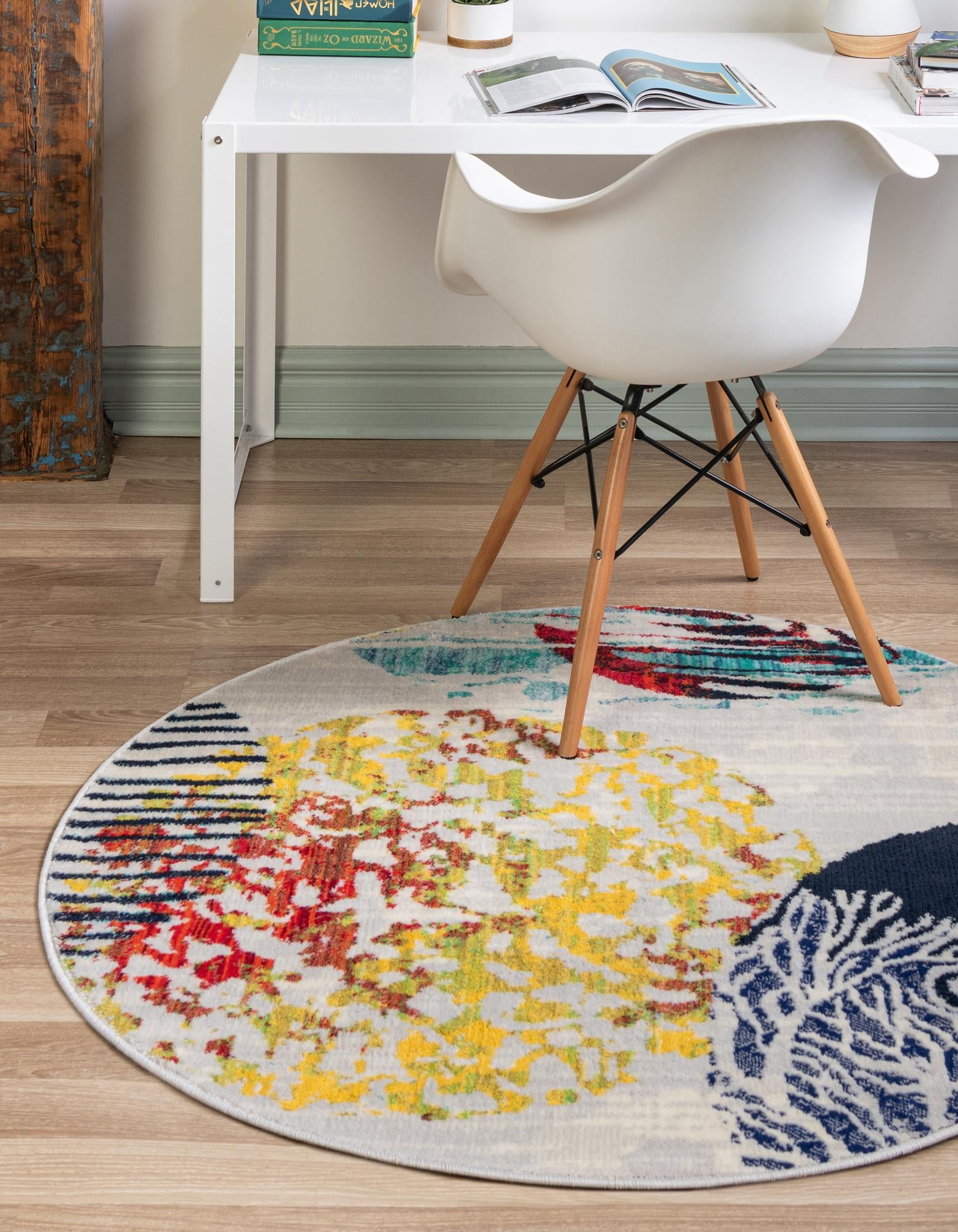Rugs.com Ariel Collection Rug – 7 Ft Round Multi Medium Rug Perfect For ...