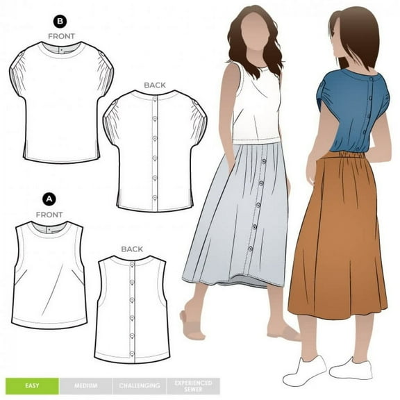 Style Arc Sewing Pattern Bonnie Tops Women