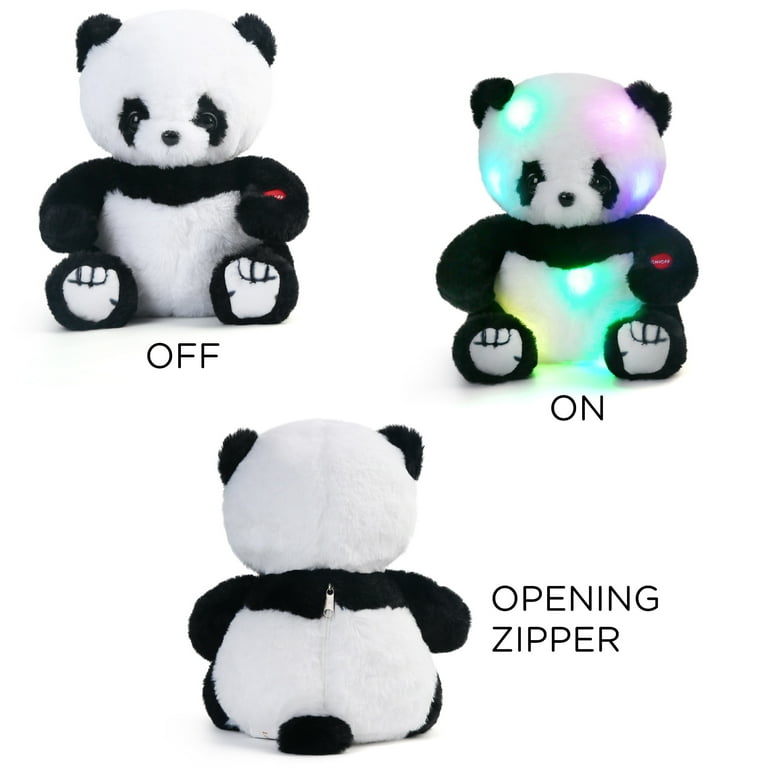 LotFancy 8in Panda Bear Plush Toy with LED Light, Soft Stuffed