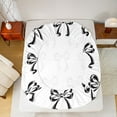 thumbnail image 5 of Homewish Cartoon Bowknot Ribbon Full Size Sheets,Cute Bowtie Bow Bed Sheets,White Black Sheet Sets For Kids,Breathable Home Decor,4-Piece, 5 of 7