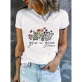 thumbnail image 1 of Cartoon Flower Print T-Shirt, Casual Crew Neck Short Sleeve Top For Spring & Summer, Women's Clothing Tee For adult, Men, Women, Teen, Teenager, adolescent, Youth, 1 of 6