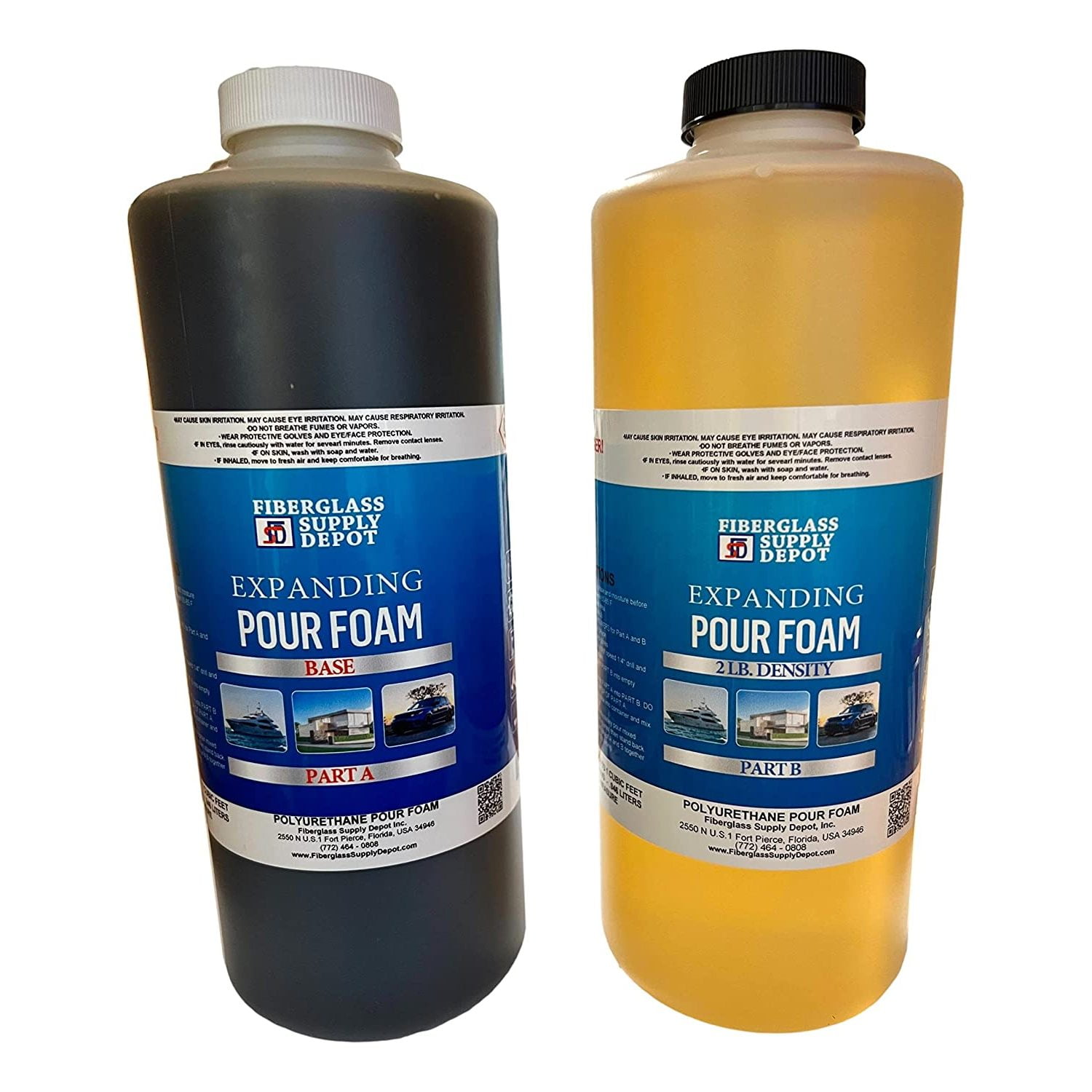 2 Lb Density Expanding Pour Foam, 2 Part Polyurethane Closed Cell