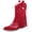 Red, variant on Women's Western Fringe Cowboy Boots Pointed Toe Chunky Heel Tassel Cowgirl Ankle Booties