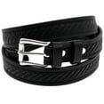 thumbnail image 2 of Orion Leather 1 1/8 Embossed Black Bridle Leather Belt Mens Made In USA, 2 of 4