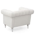 thumbnail image 3 of Classic Teddy Velvet Sofa, Upholstered Tufted Single Couch Armchair with Removable Cushion Solid Wood Legs for Living Room Bedroom Apartment, 3 of 14