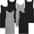 thumbnail image 6 of ToBeInStyle Men's Pack of 6 Slim Fit Shallow Scoop Neck Sleeveless A-Shirts - Assorted - Large, 6 of 6