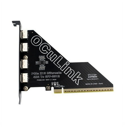 PCIe 4.0 X16 to 4 Ports Oculink SFF-8611&8612 Adapter Card Support SFF-8639 U.2 SSD