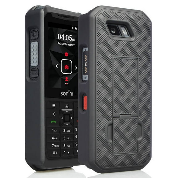 Nakedcellphone Kickstand Series Compatible with Sonim XP5s Case, Slim Hard Shell Cover with View Stand for XP5800 - Black Tread