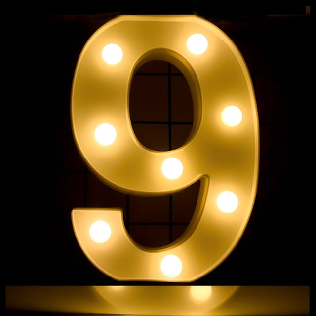 Mistaha LEDs Numbers Light Standing Sign with Bulbs Night Lamp Warm White Constant Bright Light