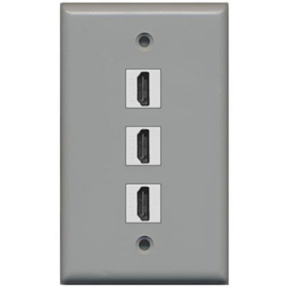 RiteAV - 3 Port HDMI Wall Plate - Gray