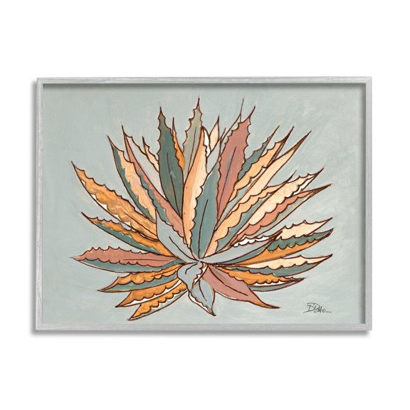 Stupell Industries Desert Boho Cactus Modern Agave Plant Painting, 14 x 11,Design by Patricia Pinto