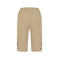 thumbnail image 4 of Tnhcen Women's Summer Striped Half Pants - Loose Straight Leg Knee-Length Pants with Pockets & Side Slit Buttons S-2XL Breathable & Comfy for Every Occasion, 4 of 5
